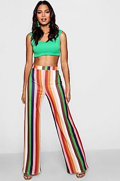 Boohoo Kayla High Waist Stripe Wide Leg Trouser