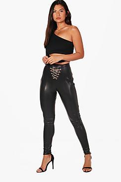 Boohoo Meggyn Leather Look Skinny Trousers