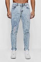 Boohoo Skinny Fit Acid Wash Jeans With Distressing