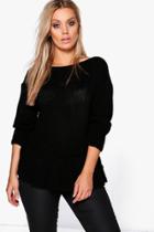 Boohoo Plus Laurie Frill Hem Jumper Black