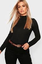 Boohoo Plus Crepe Roll Neck Top