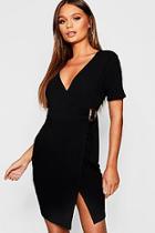 Boohoo Wrap Rib Tort Shell Dress