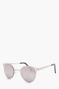 Boohoo Brushed Metal Clubmaster Sunglasses