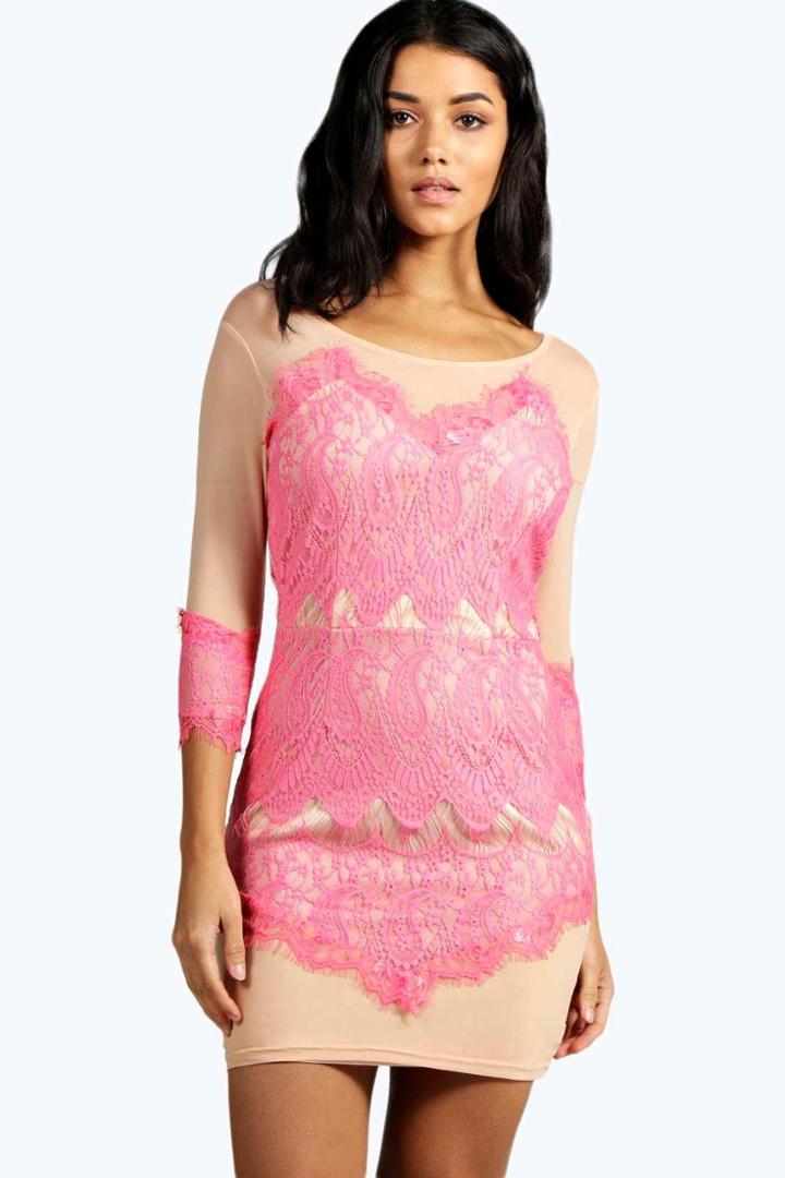 Boohoo Dixie Boutique Eyelash Bodycon Dress Pink