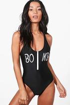 Boohoo Puerto Rica Bomb Zip Swimsuit