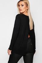 Boohoo Plus Jersey Long Sleeve Open Back T-shirt