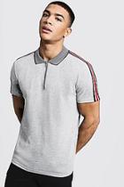 Boohoo Textured Polo With Shoulder Taping