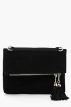 Boohoo Double Tassel Foldover Clutch And Chain