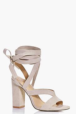 Boohoo Lara Block Heel Wrap Strap