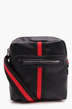 Boohoo One Strap Pu Bag With Stripe Webbing Strap