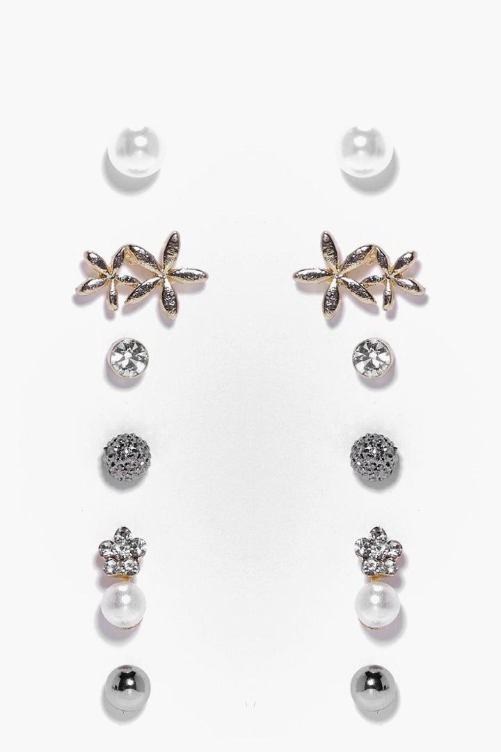 Boohoo Taylor Double Stud Earring Set Multi