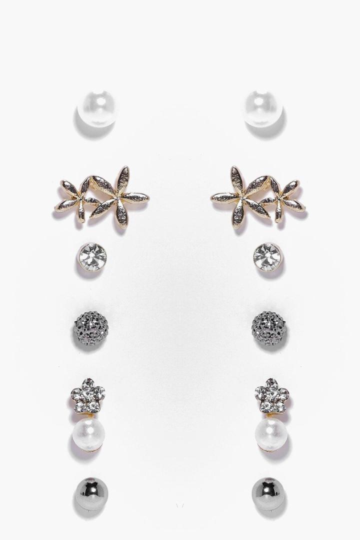 Boohoo Taylor Double Stud Earring Set Multi