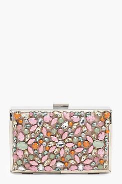 Boohoo Premium Kate Encrusted Pastel Box Clutch