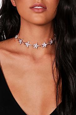 Boohoo Lianne Diamante Statement Star Choker