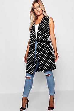 Boohoo Plus Spot Buckle Sleeveless Duster