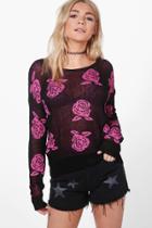 Boohoo Harriet Rose Pattern Jumper Fuchsia