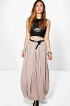 Boohoo Sophia Floor Sweeping Jersey Maxi Skirt Sand