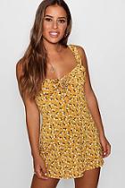 Boohoo Petite Morgan Floral Printed Ruched Strap Dress