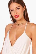 Boohoo Sarah Coin Detail Plunge Necklace