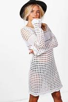 Boohoo Alice Crochet Bell Sleeve Dress