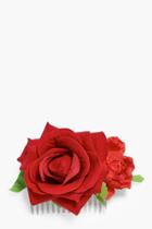 Boohoo Lottie Bridal Oversized Red Floral Hair Slide Red