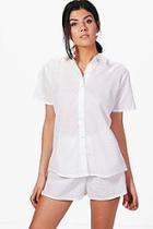 Boohoo Honey Cotton Dobby Shirt + Short Set