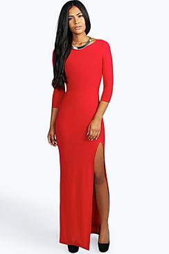 Boohoo Petite Candice Side Split Slinky Maxi Dress