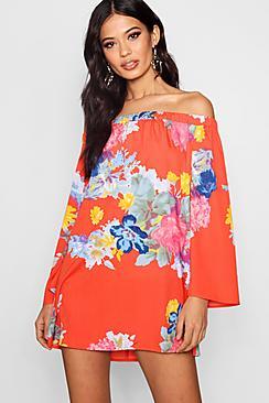 Boohoo Beth Floral Lace Up Back Shift Dress