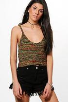 Boohoo Rebecca Lace Up Crop Knit