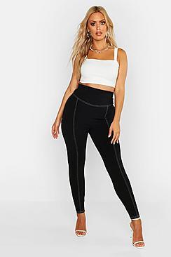 Boohoo Plus Contrast Stitch High Waist Sculpt Legging
