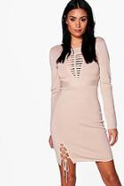 Boohoo Frey Caged Detail Knitted Dress