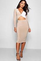 Boohoo Slinky Contrast Panelling Midi Dress