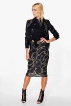 Boohoo Kate Tassle Chain Print Midi Skirt Multi