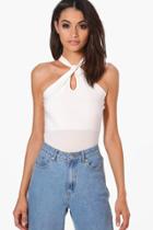 Boohoo Jena Slinky Knot Front Cami Ivory