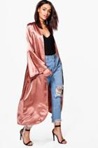 Boohoo Amelie Flare Sleeve Satin Duster Rose