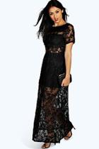 Boohoo Boutique Arabella Open Back Lace Maxi Dress