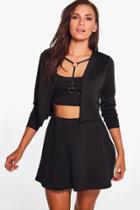 Boohoo Sinead Scuba Crop Jacket & Mini Skirt Co-ord Black