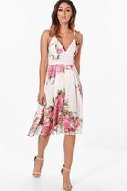 Boohoo Boutique Marie Floral Border Midaxi Skater Dress