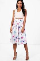Boohoo Nadine Bright Floral Full Midi Skirt