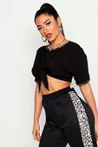 Boohoo Tie Front Ringer T-shirt