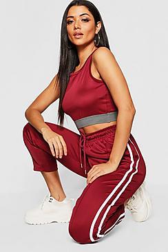 Boohoo Trico Side Stripe Jogger & Crop Top
