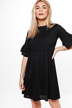 Boohoo Alessia Ruffle Sleeve Skater Dress