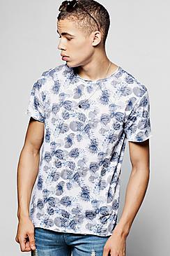 Boohoo All Over Floral And Leaf Print T-shirt