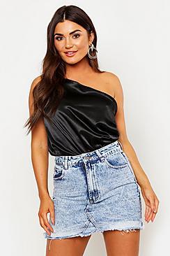 Boohoo Satin Cowl Cross Back Cami