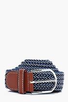 Boohoo Blue Elasticated Belt With Contrast Thread