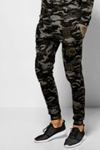 Boohoo Skinny Fit Camo Joggers With Badges Black
