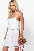 Boohoo Petite Ellen Double Layer Tassel Skater Dress