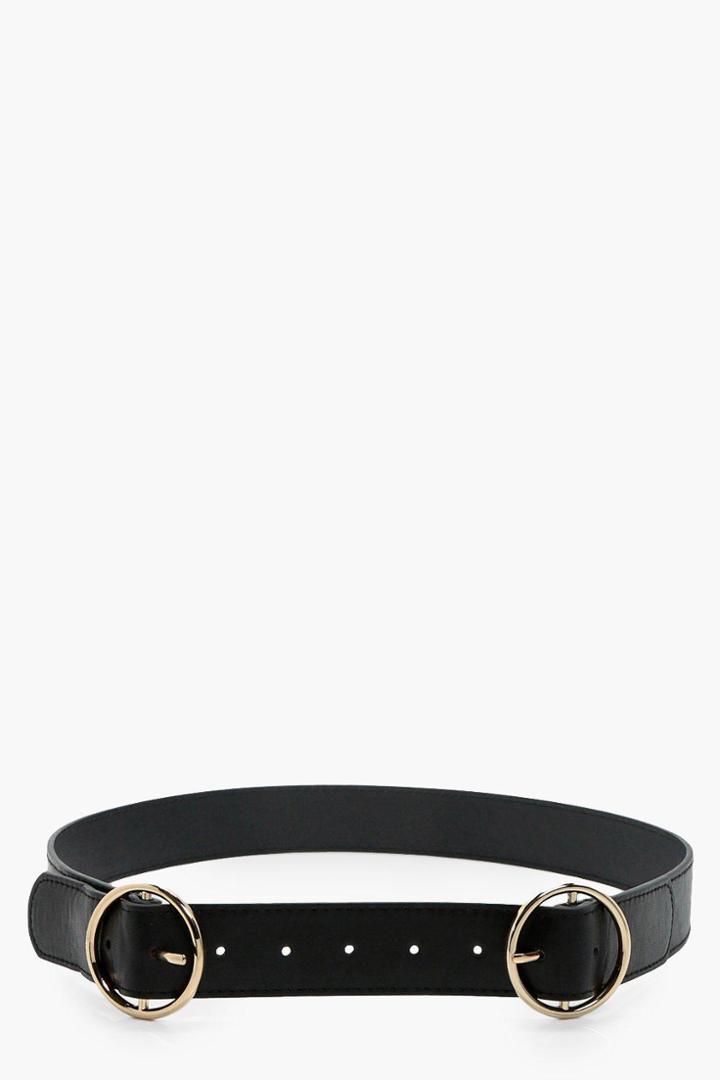 Boohoo Rosie Double Ring Buckle Boyfriend Belt Black