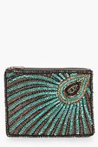 Boohoo Mia Peacock Sequin And Bead Clutch