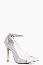 Boohoo Florence Heart Detail Clear Panel Court Cream